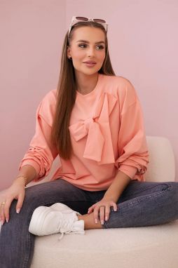 Cotton blouse with apricot bow