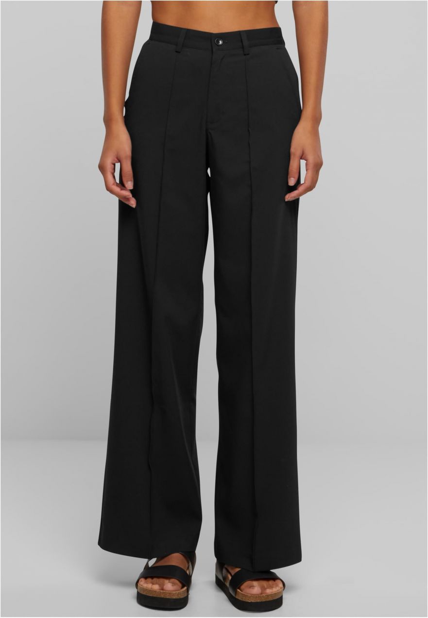 Women's wide pleated trousers - black