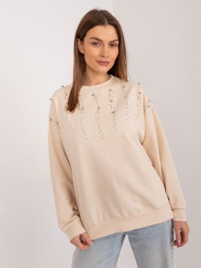 Light beige cotton hooded sweatshirt