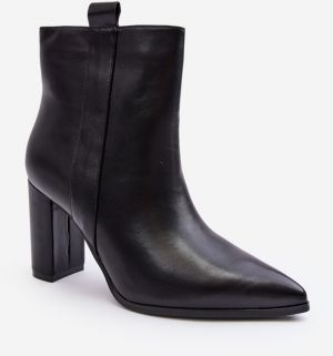 Women's leather ankle boots Black Vevine