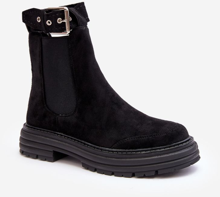 Chelsea suede boots with a massive sole, Black Ozaro