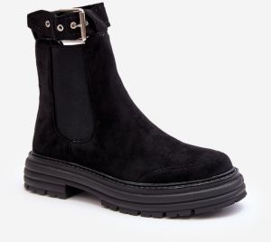 Chelsea suede boots with a massive sole, Black Ozaro