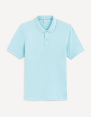 Svetlomodré pánske polo tričko Celio pique Teone