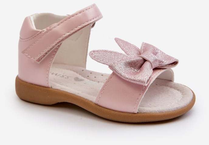 Children's sandals with bow and Velcro fastening, pink Wistala