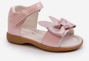 Children's sandals with bow and Velcro fastening, pink Wistala