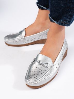 Shelvt Women's Silver Loafers