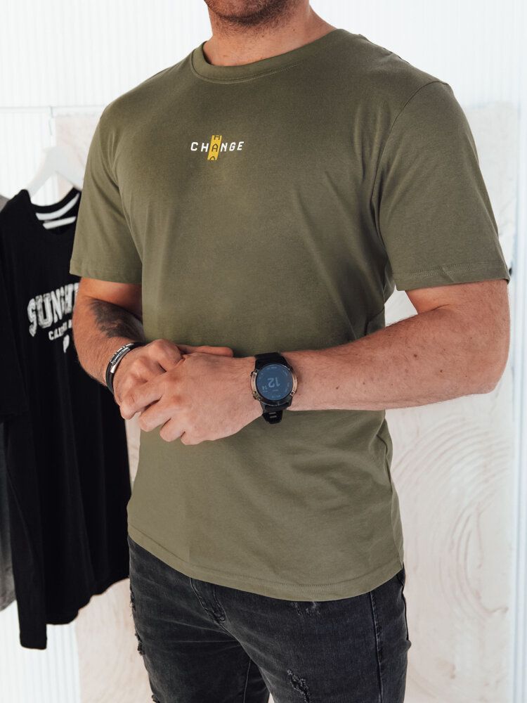 Men's T-shirt with print, green Dstreet