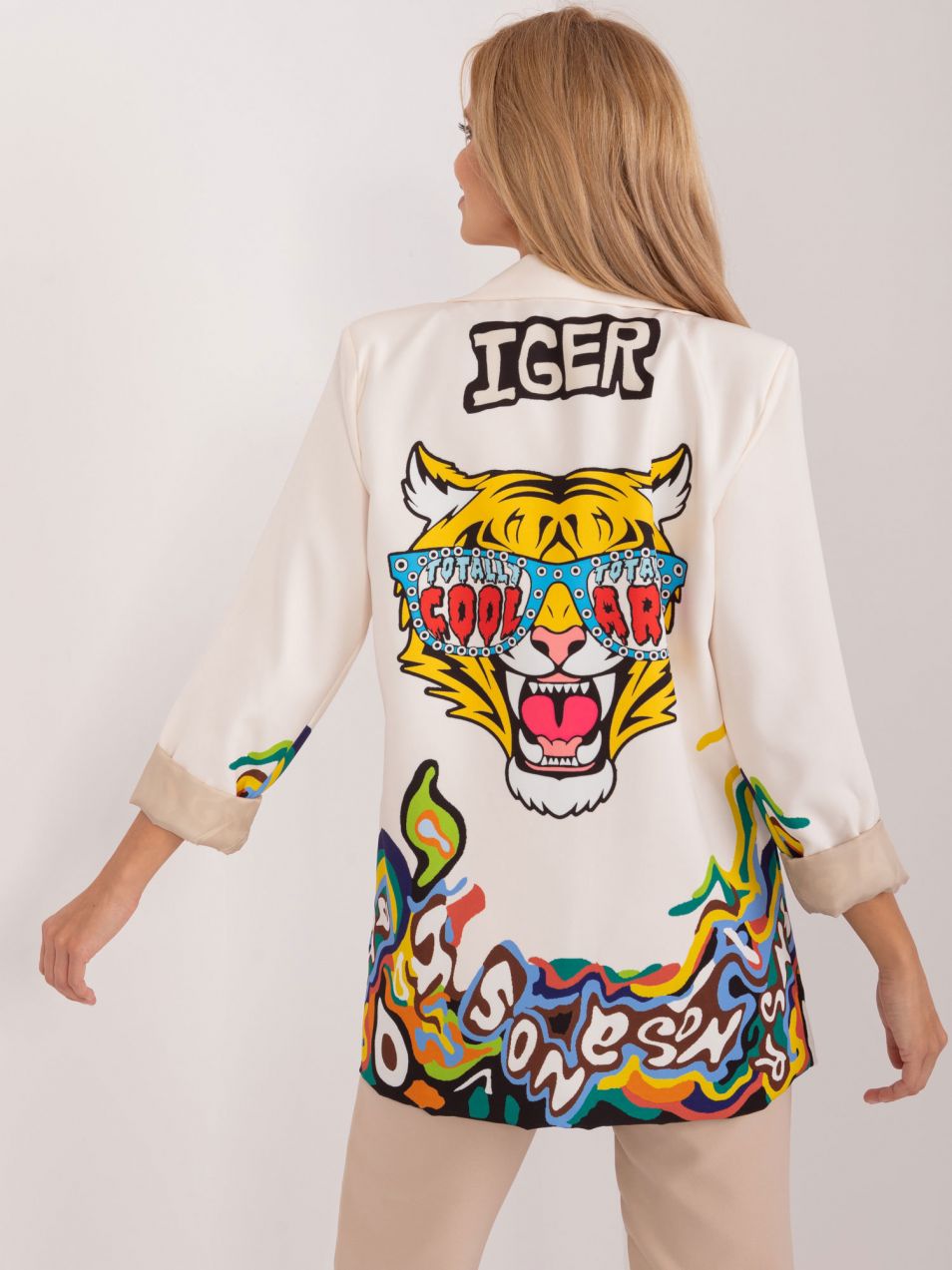 Cream jacket with print on the back