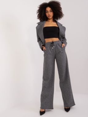 Black and grey melange trousers with straight legs