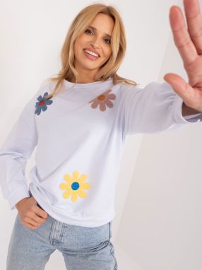 White hooded sweatshirt with a round neckline