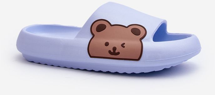 Women's lightweight foam slippers with a Blue Parisso teddy bear motif