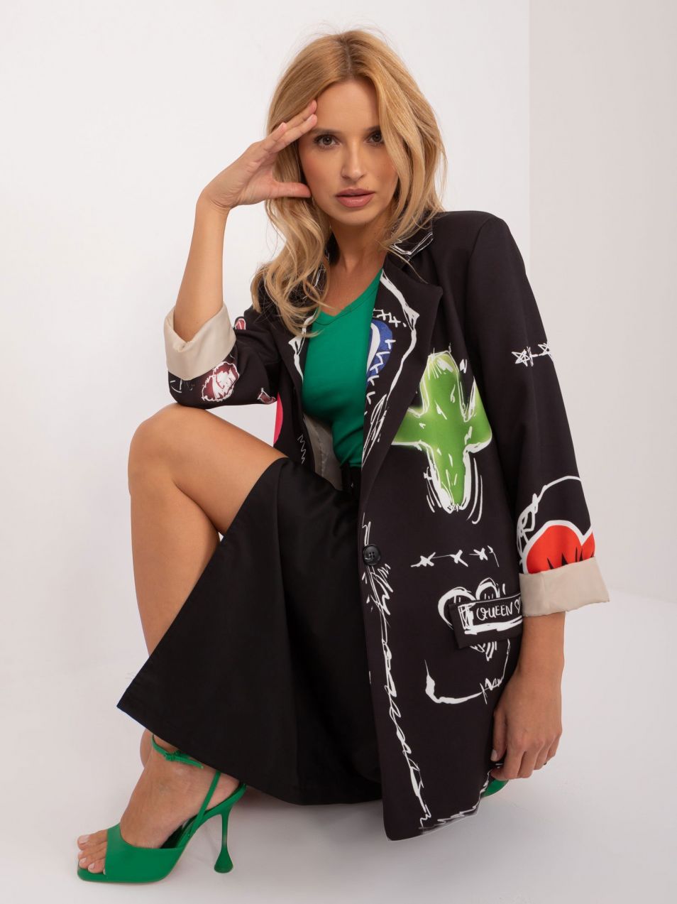Black oversize jacket with print