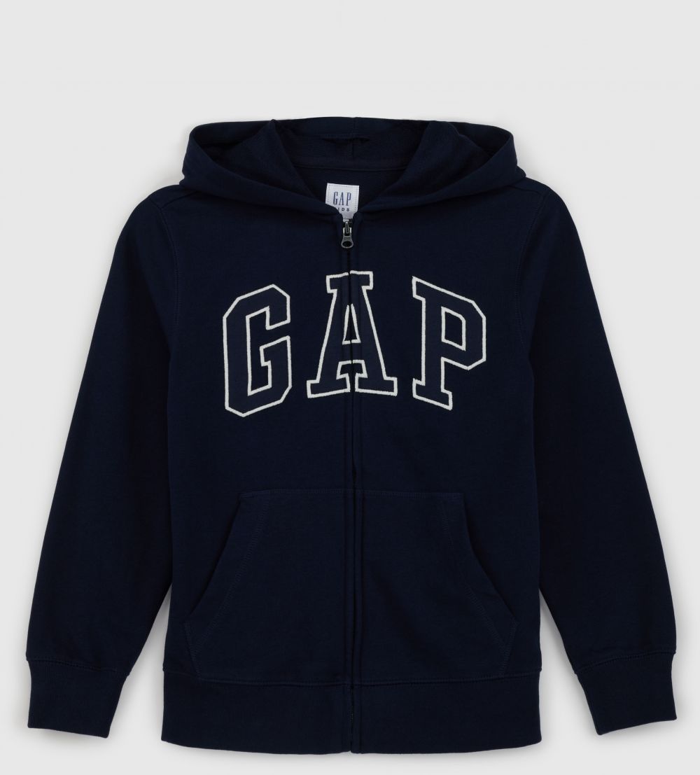 Tmavomodrá chlapčenská mikina na zips s kapucňou GAP