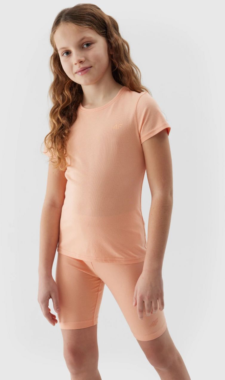 Girls' smooth T-shirt 4F - powder coral