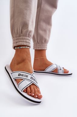 Women's Slippers with Big Star Foam Sole White