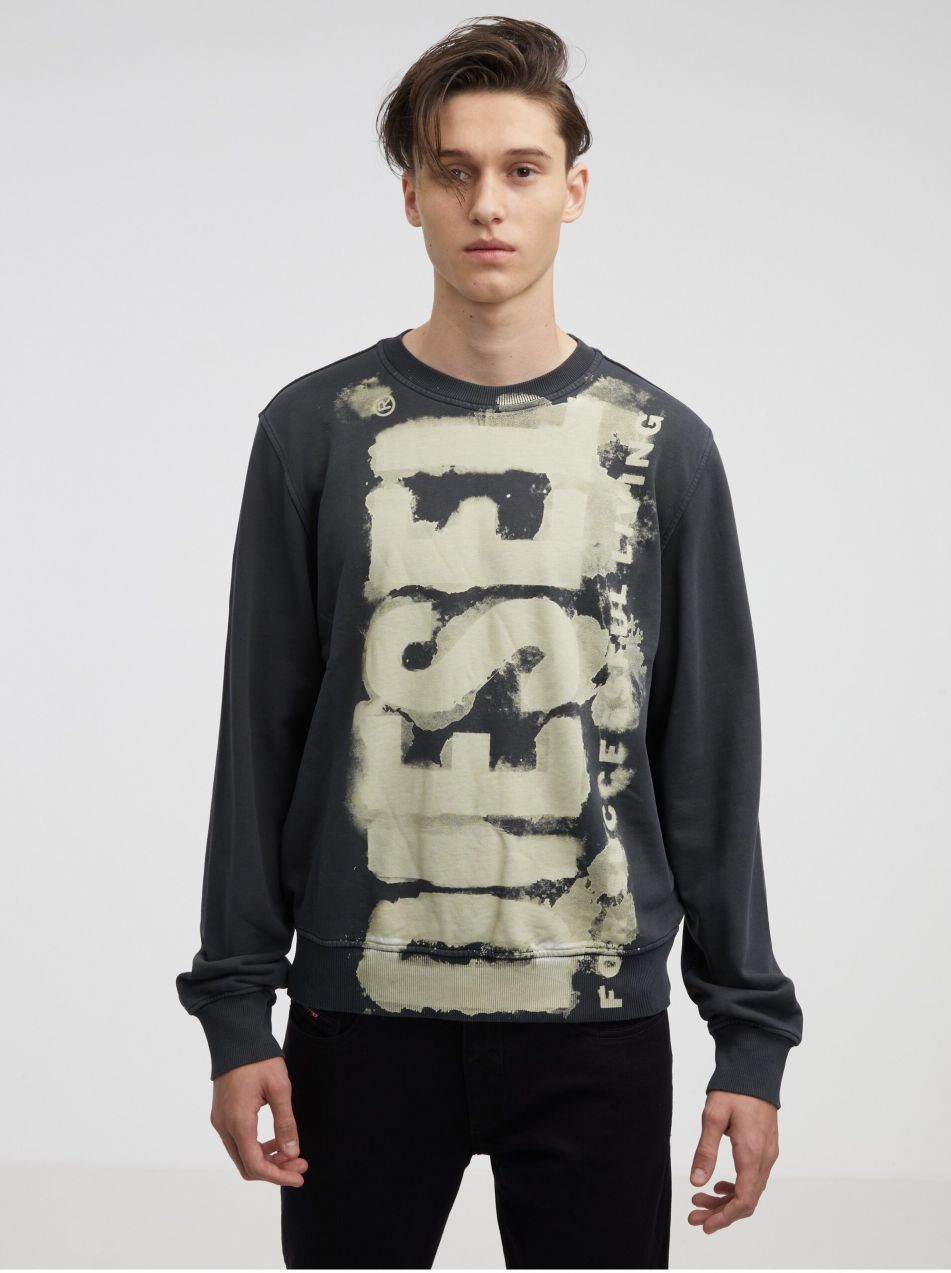 Diesel Mikina - S-GINN-E5 SWEAT-SHIRT sivá