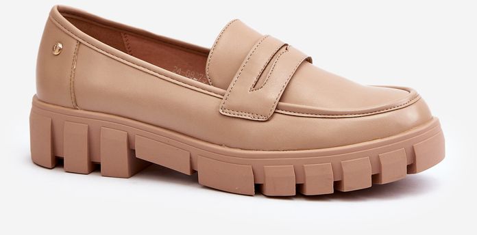 Women's loafers made of eco leather beige Seravisa