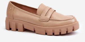 Women's loafers made of eco leather beige Seravisa