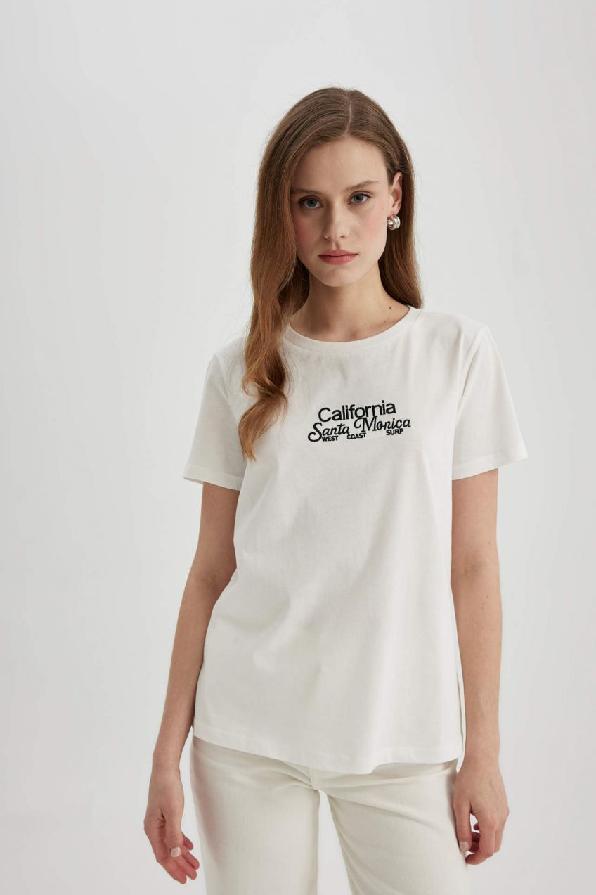 DEFACTO Regular Fit Crew Neck Printed Short Sleeve T-Shirt