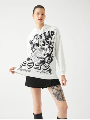 Koton Oversize Anime mikina s kapucňou a potlačou na chrbte