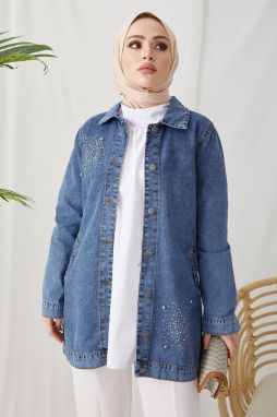 InStyle Pearl detailná džínsová bunda - ľadovo modrá