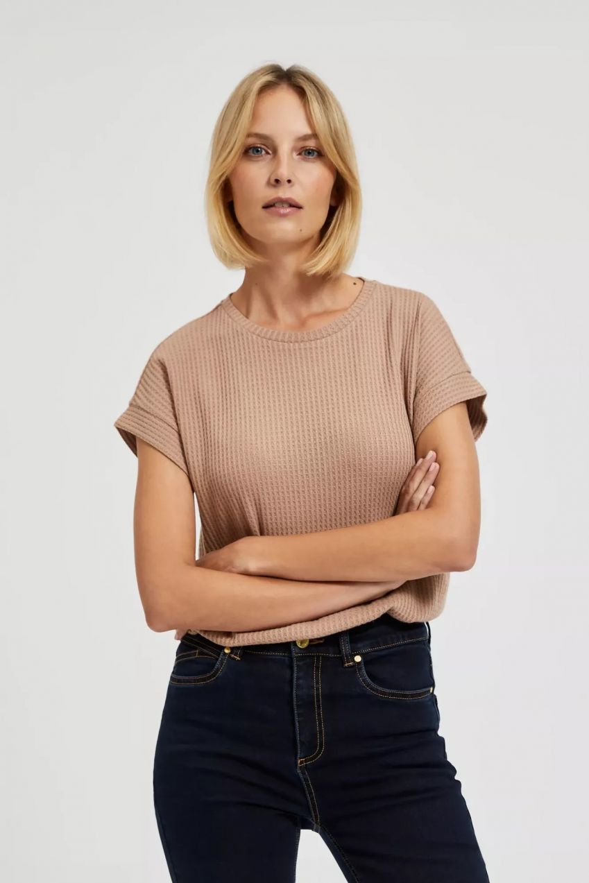 Women's T-shirt MOODO - beige coffee