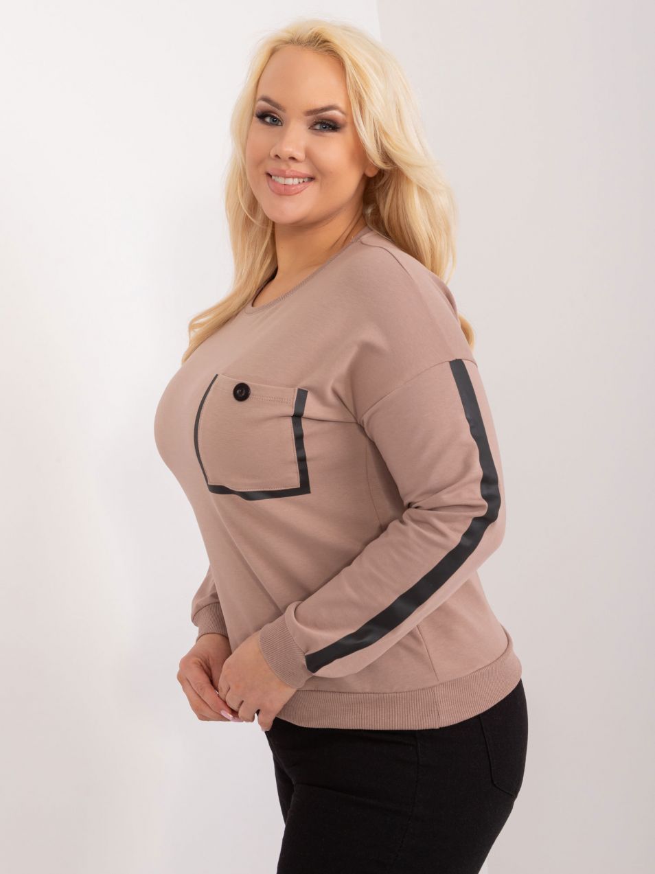 Dark beige cotton blouse plus size