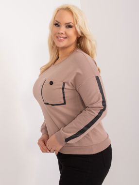 Dark beige cotton blouse plus size