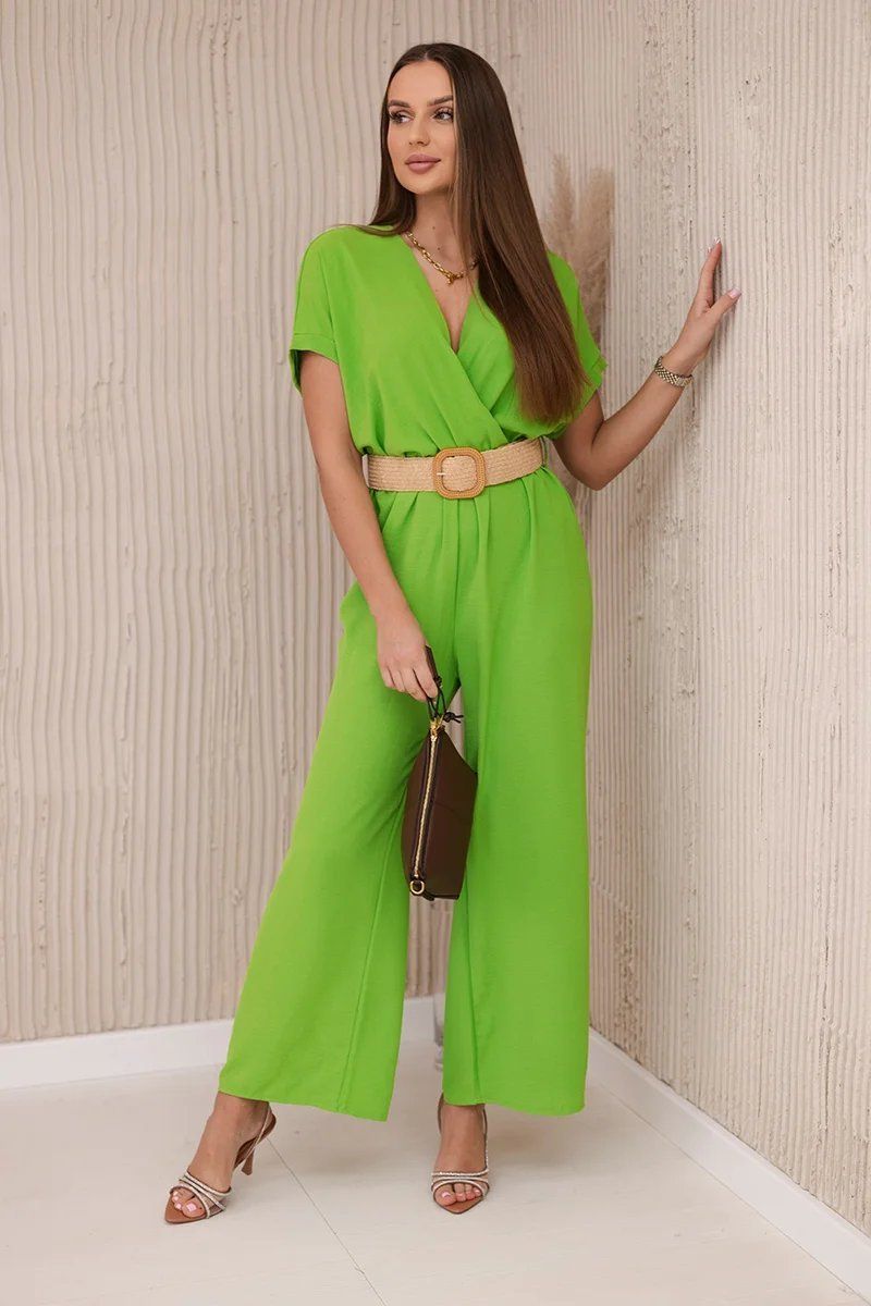 Jumpsuit with a decorative belt at the Pistachio waistband