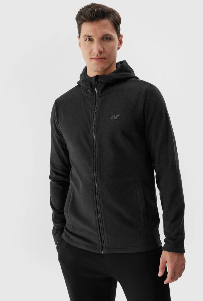 Men's Regular Hooded Fleece 4F - Black