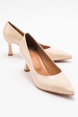 Dámske topánky LuviShoes PEDRA z lakovanej kože v telovej farbe na podpätku