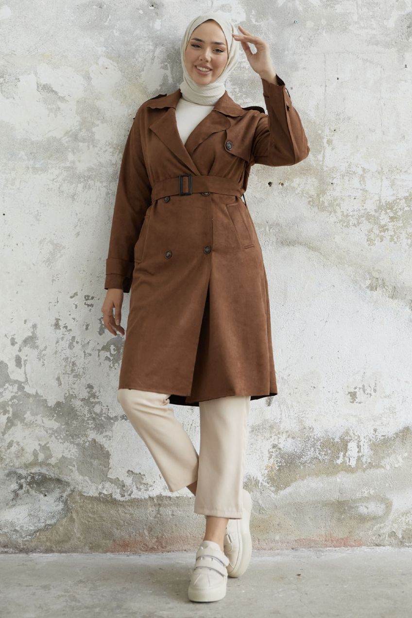 InStyle Minka opasok z potápačského semišu - hnedá