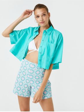 Koton Oversized Crop Košeľa z Ľanovej Zmesi
