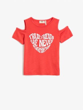 Koton Window Detailed T-Shirt with Short Sleeves Printed