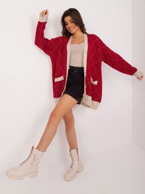 Burgundy oversize cardigan with diamonds