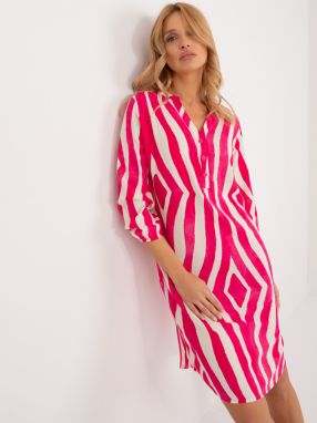 Fuchsia dress with buttons in the neckline SUBLEVEL