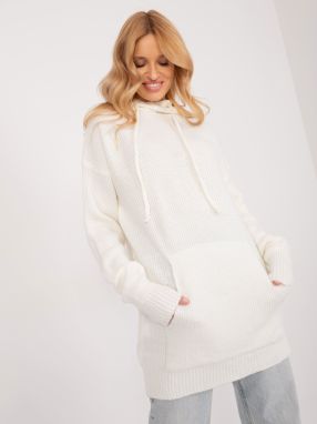 Ecru long oversize sweater with hood