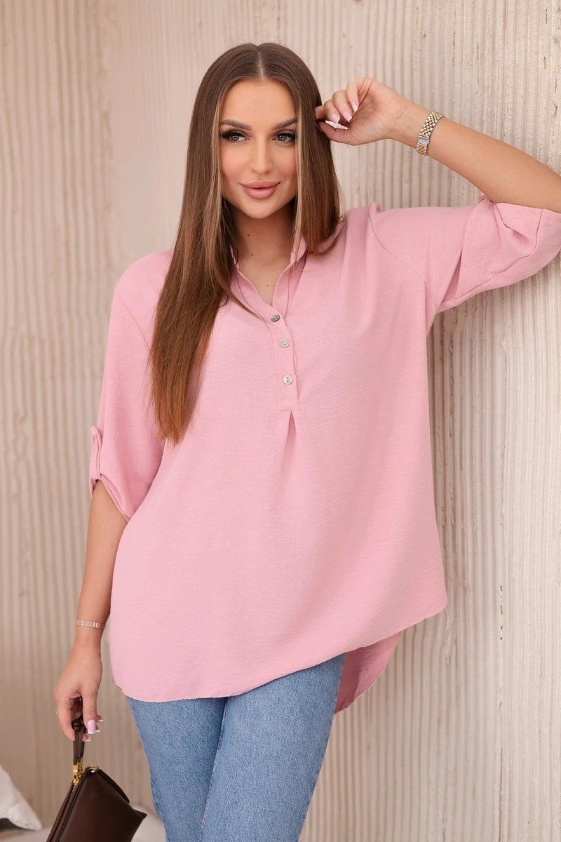 Blouse with a longer back powder pink
