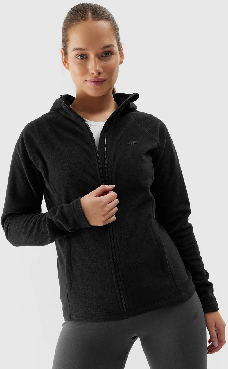 Women's regular fleece with a 4F hood - black