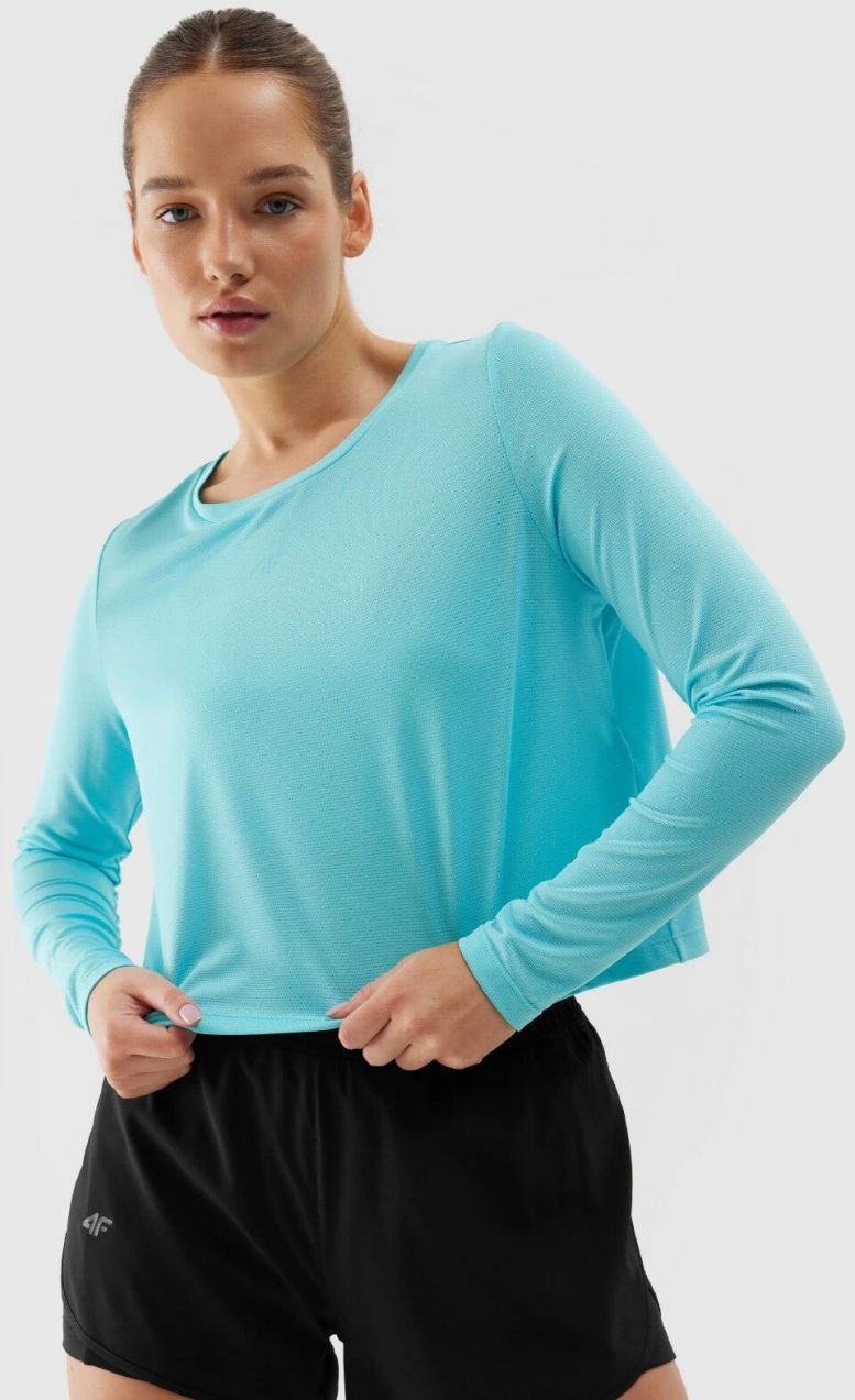 Women's Sports Quick-Drying Long Sleeve T-Shirt loose 4F - Blue