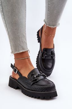 Women's Flat Heeled Sandals with Trim Black D&A
