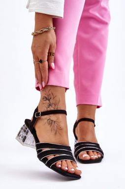 Suede Sandals with Crystals Black Callan