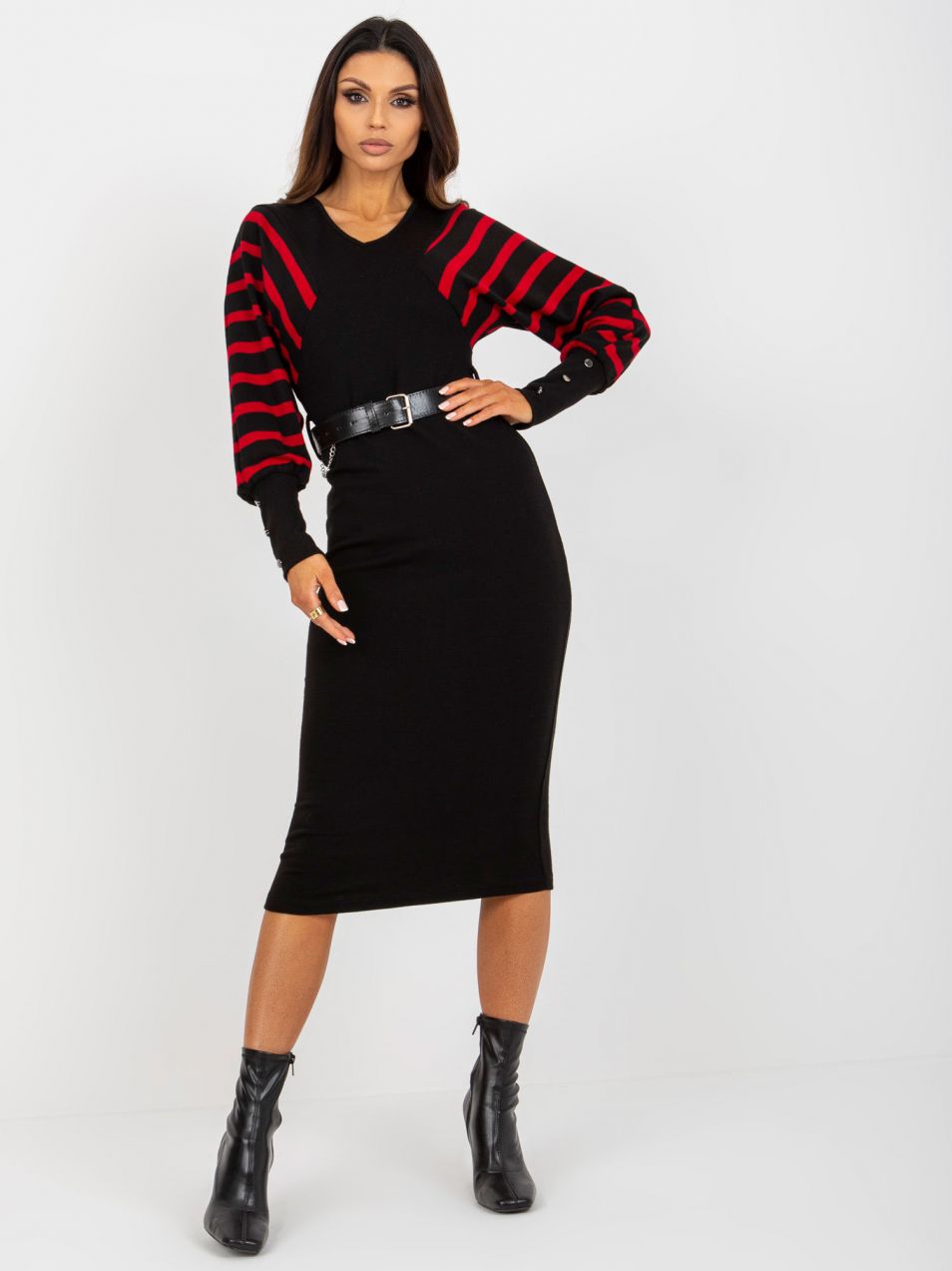 Ladies Knitted Midi Dress - Black