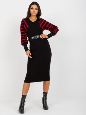 Ladies Knitted Midi Dress - Black
