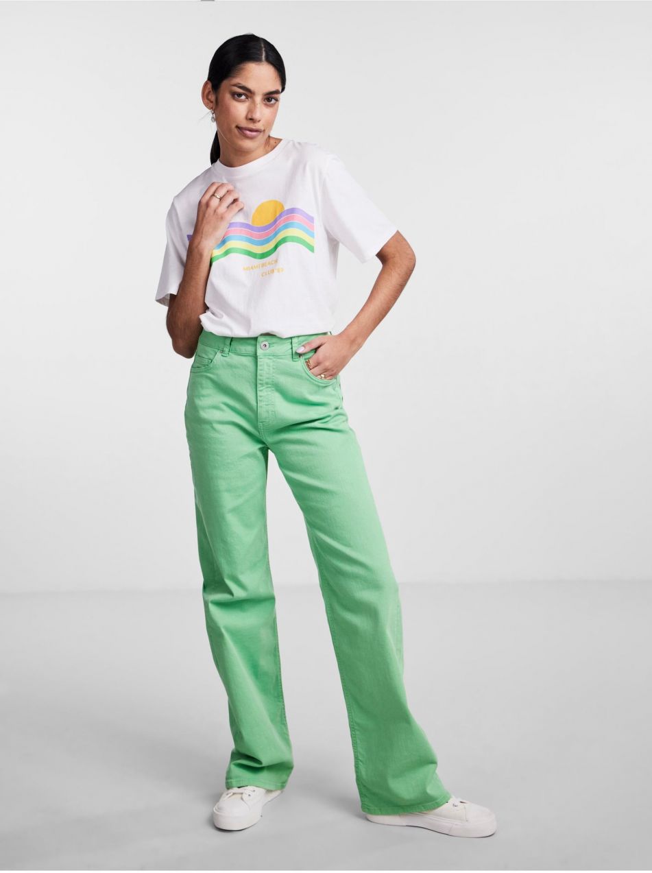 Flared, Bootcut pre ženy Pieces - svetlozelená