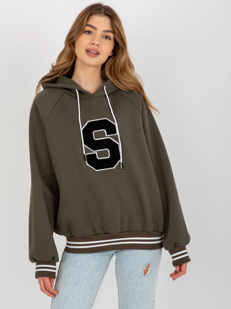 Women's cotton hoodie - khaki