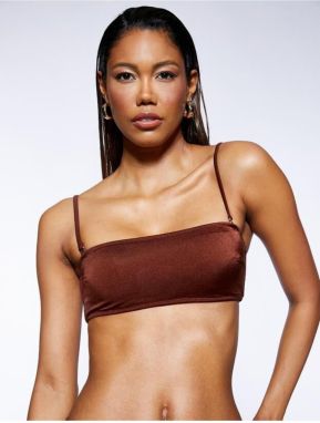 Koton Bezramienkový Bikini Top s Tenkými Popruhmi Zakrytý