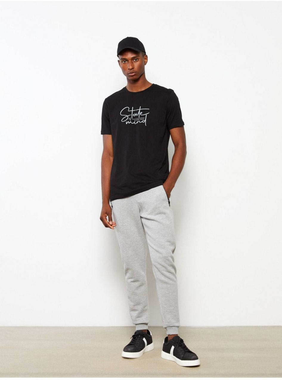 LC Waikiki Crew Neck krátke rukávy s potlačou, česané česané pánske tričko.