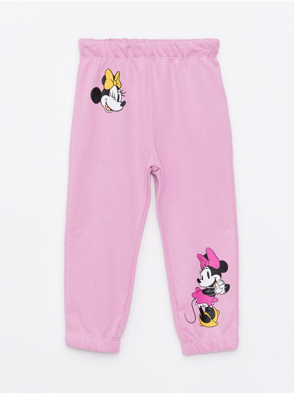 Tepláky pre dievčatká LC Waikiki s elastickým pásom a potlačou Minnie Mouse