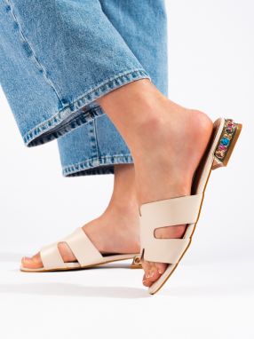 Shelvt Beige women's flat slippers